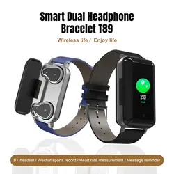 Смарт-браслет Bluetooth часы фитнес-браслет монитор сердечного ритма Смарт-браслет с TWS стереонаушники наушники