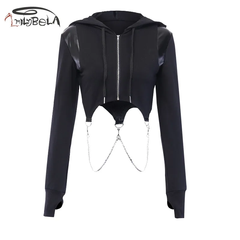 ImilyBela Готическая короткая куртка на Хэллоуин женская повседневная с капюшоном в