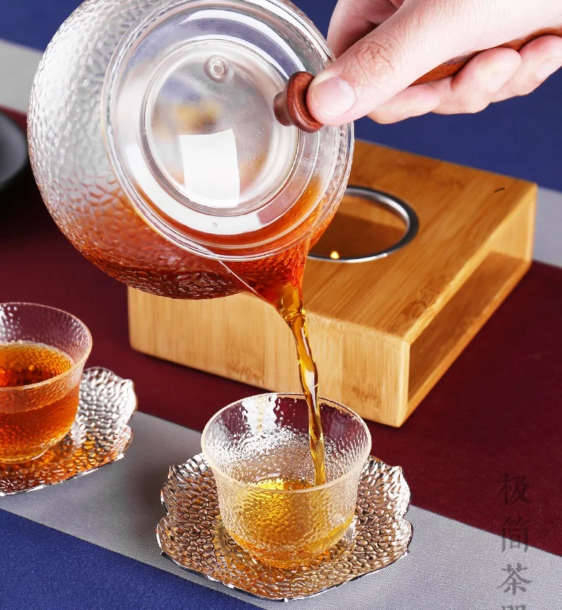 Бамбуковая свеча, теплый чайный горшок, подставка для хранения, китайский чайник, чайный чайник, чайный набор, чайная плита с подсвечником, аксессуары