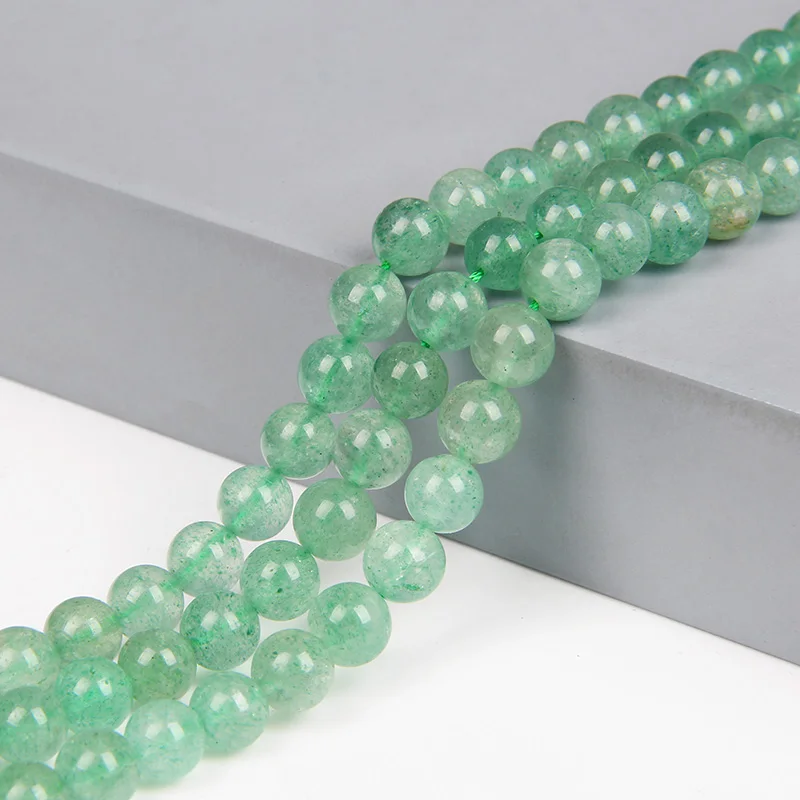 Natural Strawberry Quartz Loose Beads Round Green Strawberry Quartz