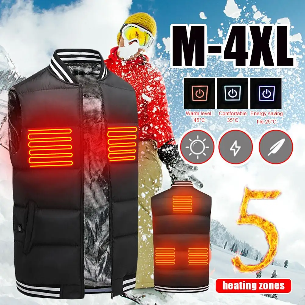 

Men and Women Outdoor heated vest USB Charging Heating Vest 4 heating zone heated jacket winter warm Waistcoat veste chauffante