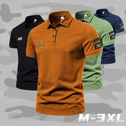 New Summer High Quality Men's Pure Color Lapel Slim High Street Short Sleeve Outdoor sports t-shirts Men's POLO Shirt