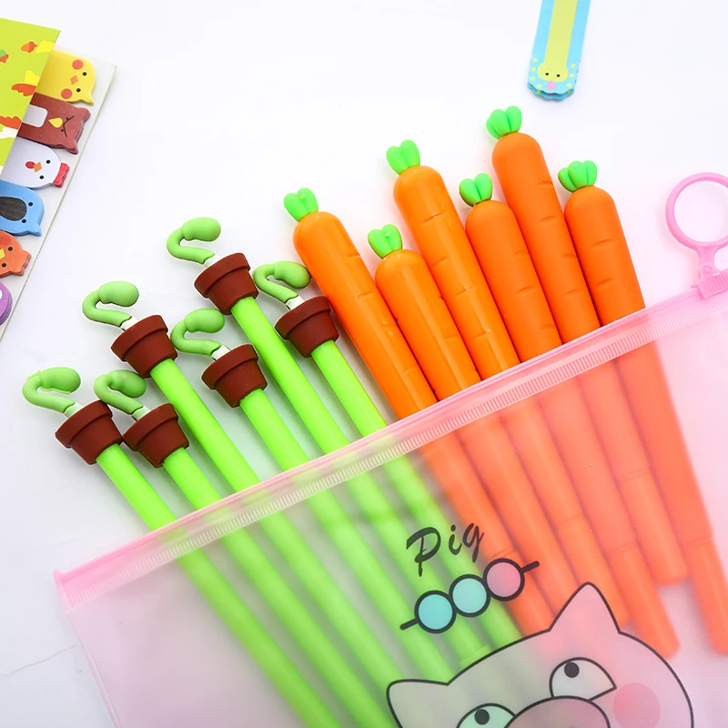 12Pcs/pack Creative Kawaii Gel Pen Black Cat We Bare Bear Cactus Unicorn Flamingo Christmas Gift Cute Stationery Store Ink Pens