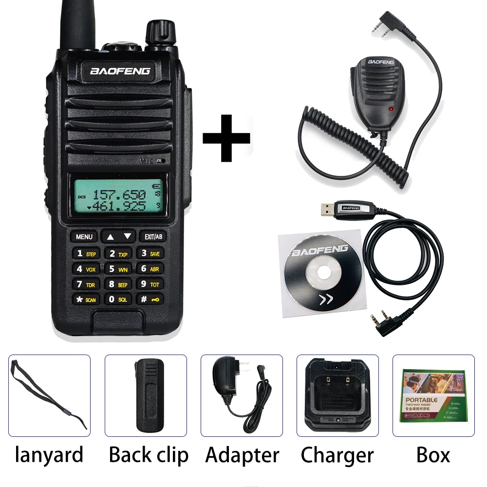 BaoFeng A58S трехдиапазонная 8 Вт рация 3800 мАч портативная CB Ham радио 10 км fm-приемопередатчик обновление UV-82hp двухстороннее радио UV82 - Цвет: Add mic cable