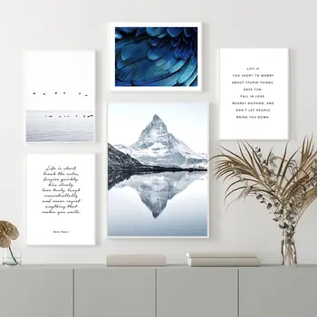 

Mountain Poster Landscape Wall Print Art Feather Bird Pictures Life Quote Posters And Prints Abstract Painting Living Room Decor