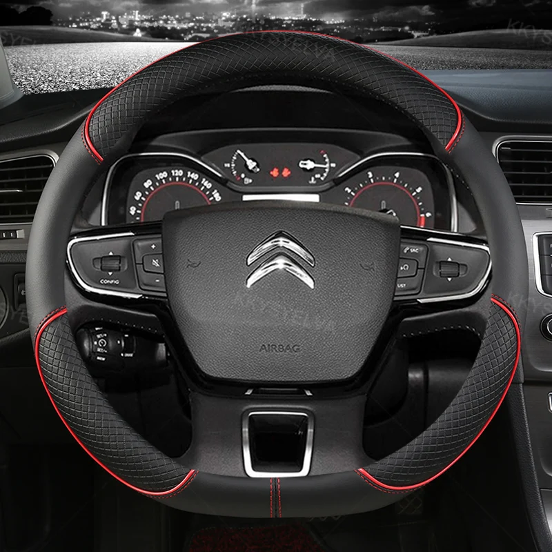 Car Steering Wheel Cover Citroen C3 II III 2009-C3 AIRCROSS-Berlingo 3 C4 Picasso 2 D Type Steering Wheel steering wheel cover