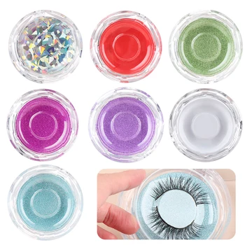 

1Pcs False Eyelash Packing Box Transparent Lid Tray Individual Magnet Eyelashes Stand Acrylic Pad Lash Round Tool Case
