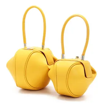 

Genuine Leather Vintage Bell Shape Pillow Barrel Round Handbags Evening Bag X5XA Drop Shipping Support