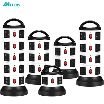 

Vertical Power Strip Surge Protector Multiple UK Plug Socket 2/6/10/14/18 Way Outlets with USB Switchable 3m Extension Cable