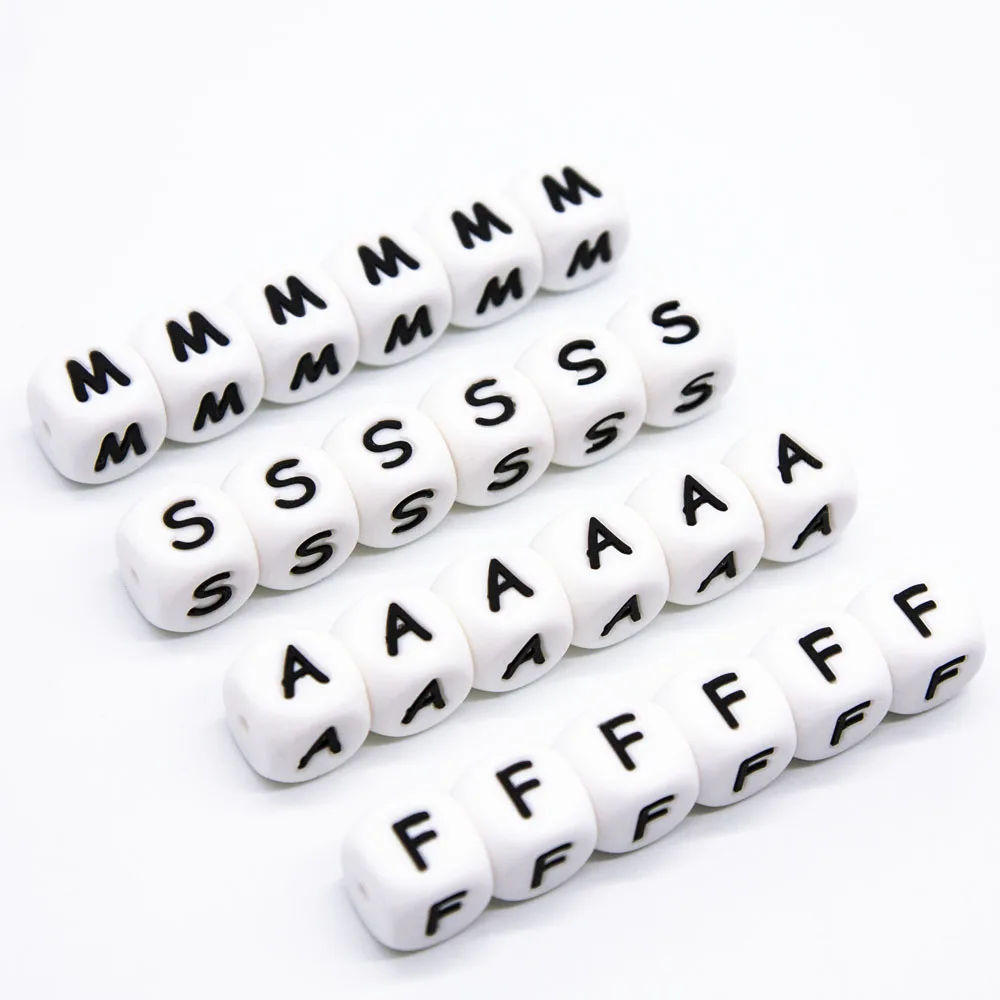 

Cute-Idea 20pcs silicone beads english alphabet letters baby teether handmade accessory nursing chain baby teething product toy