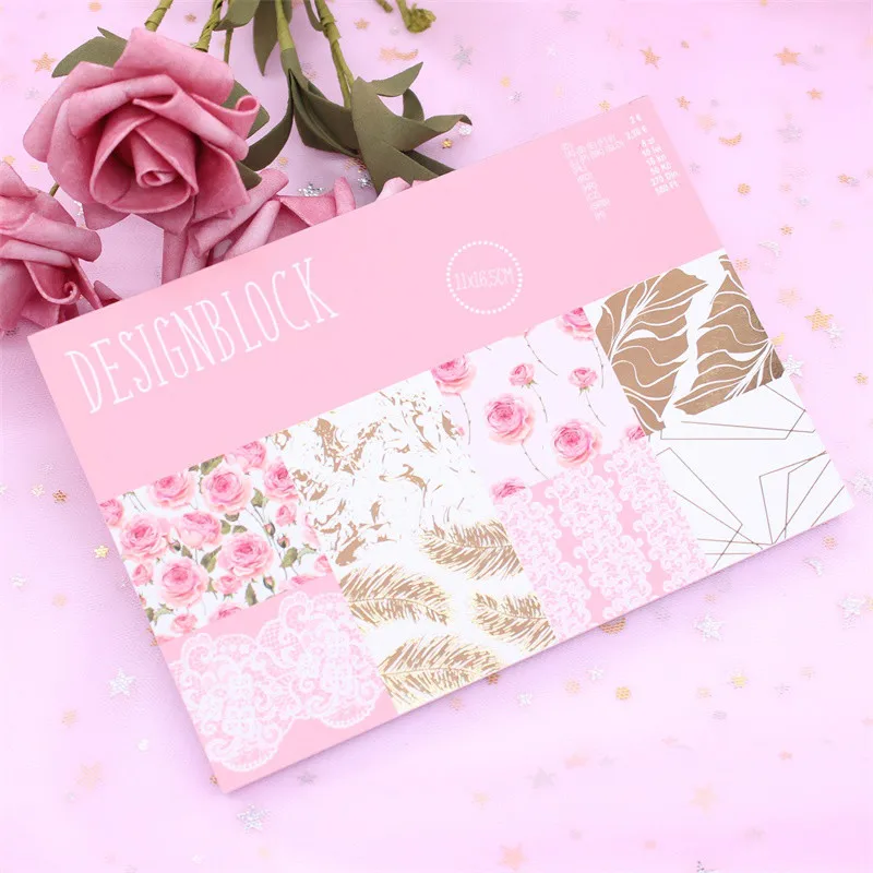 

KLJUYP 16pc Flowers Scrapbooking Pads Paper Origami Art Background Paper Card Making DIY Scrapbook Paper Craft