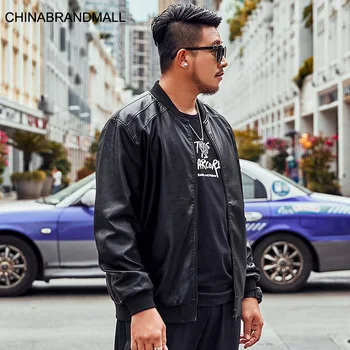 

Lgj8012 # Comfortable Big Size Men's Wear Leather Coat Coat Handsome Slim Tide Brand Loose Fat Man 2xl-6xl