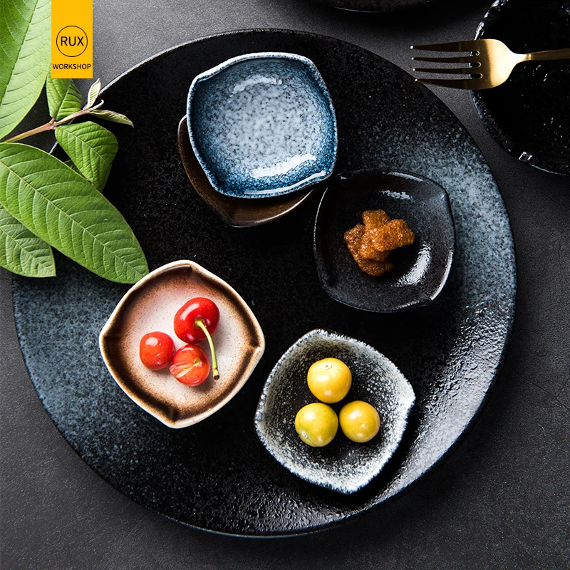 

RUX WORKSHOP Japanese ceramic sauce dish Soy sauce salad plate rectangle Round Restaurant kitchen tool tableware