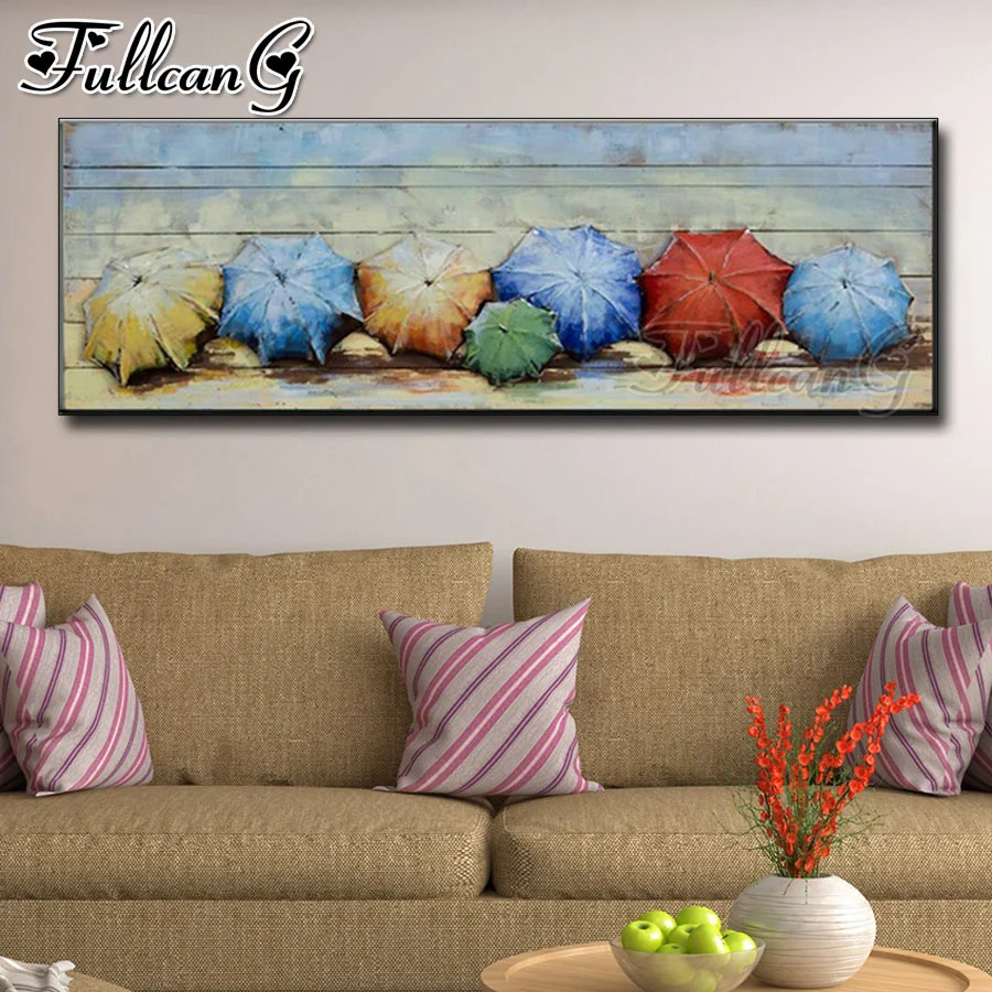 FULLCANG Color umbrella diamond painting large diy 5d full square/round embroidery sale mosaic needlework home decor FC1867 | Дом и сад