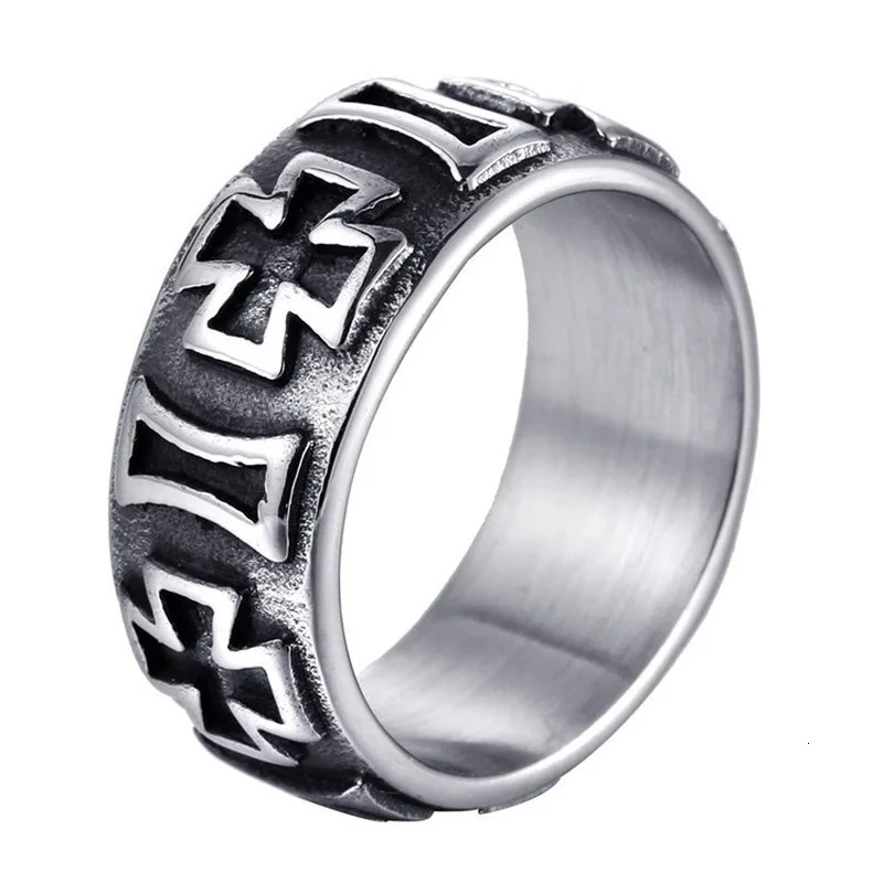 Man Cross Stainless Steel Ring Vintage Silver Black Titanium Steel Rings For Men Punk Hip Hop Jewelry Rock Charm Ringen Party