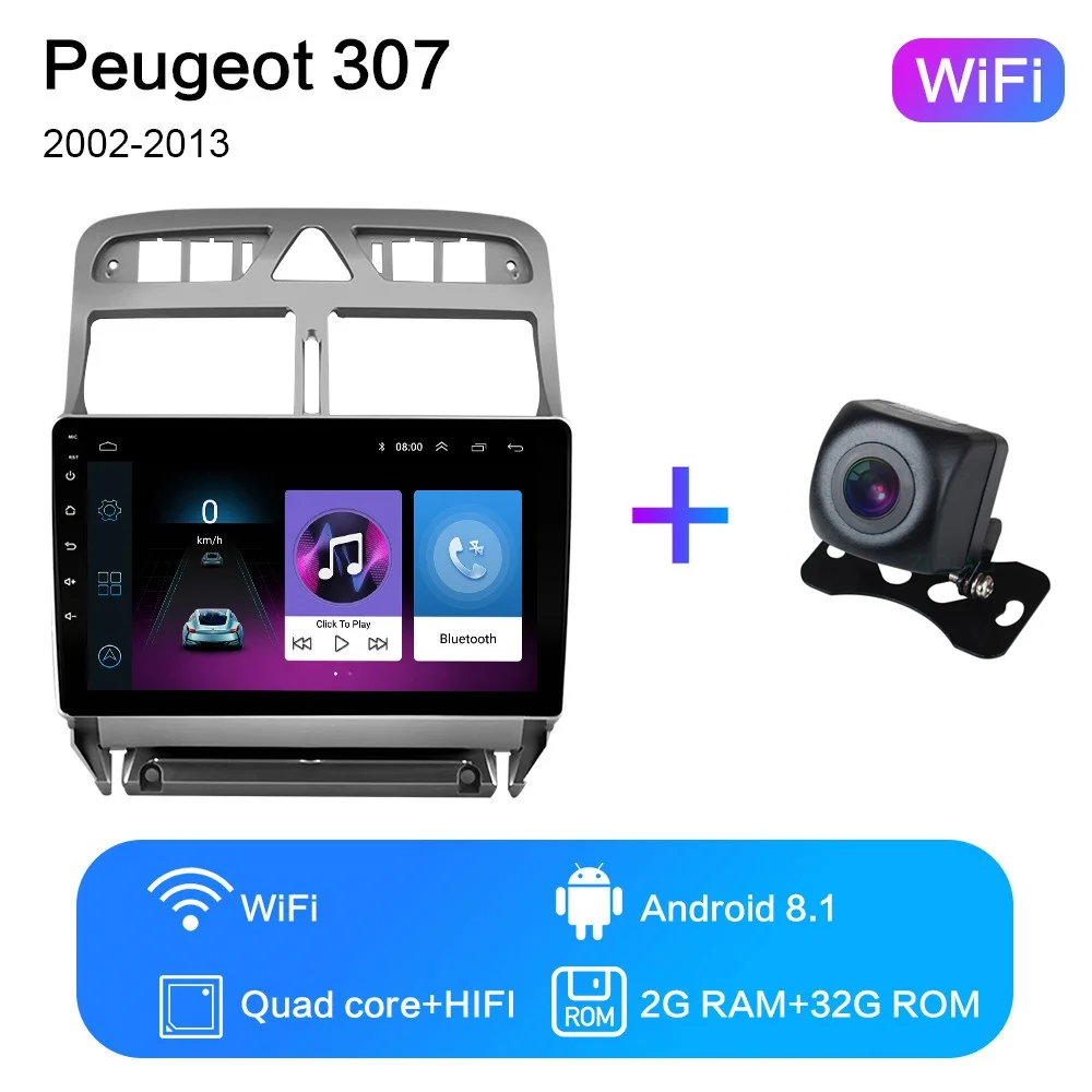 2G+ 32G 2din Android 8,1 автомобильный DVD мультимедийный плеер для peugeot 307 307CC 307SW 2002-2013 автомобильный Радио gps навигация WiFi DSP плеер - Цвет: WIFI 2G-32G-XGYS