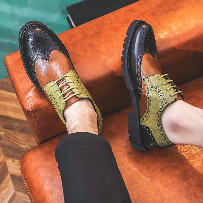 Misalwa/мужские кожаные модельные туфли с перфорацией типа «броги»; сезон весна-осень; официальная оксфордская обувь в английском стиле; удобная деловая обувь; zapatos hombre