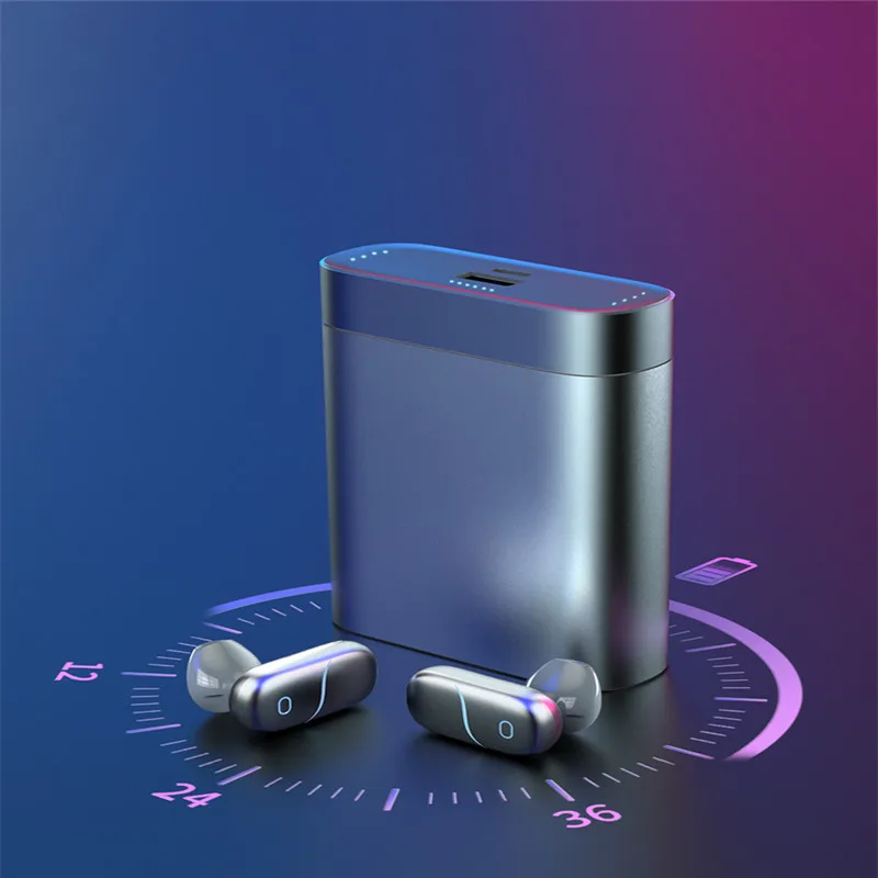 TWS Bluetooth 5.0 Earphones 5000mAh Charging Box Automatic lifting Wireless In-ear 9D Stereo Sports Waterproof Earbuds Heads