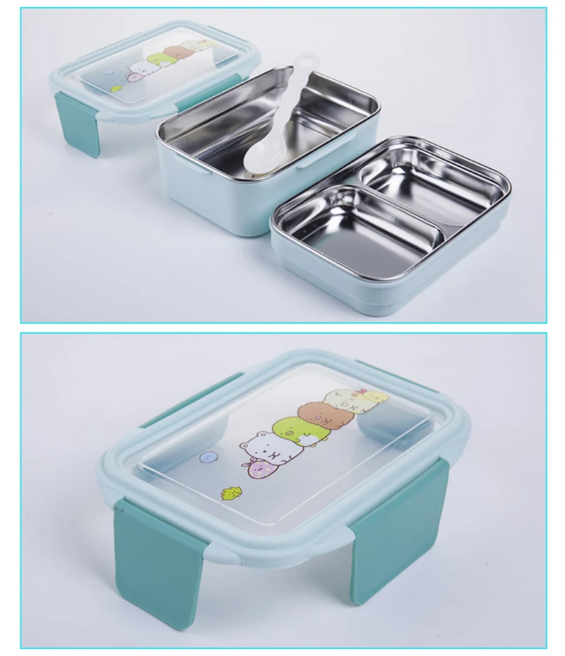 TUUTH Cartoon Lunch Box  Stainless Steel Double Layer Food Container Portable for Kids Kids Picnic School Bento Box B5
