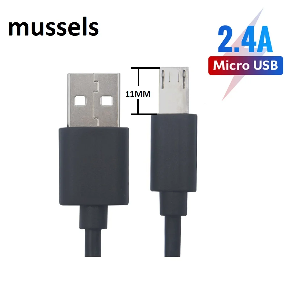 11 мм Длинный разъем Micro USB кабель для HOMTOM HT20 Pro ZOJI Z7 Z8 Guophone V9 V19 Oukitel Mix 2 телефонный кабель - Цвет: Black Micro 11mmLong