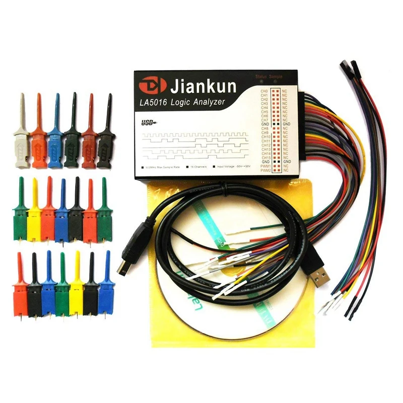 

Jiankun La5016 Pc Usb Logic Analyzer 500M Max Sample Rate 16Ch 5B Samples English Software