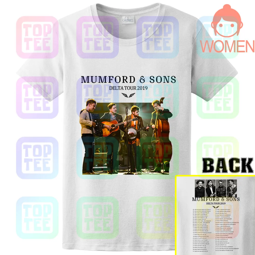 Новинка; Лидер продаж; 8849-MUMFORD& SONS Delta Tour ; футболка; размеры S-3XL - Цвет: Women White