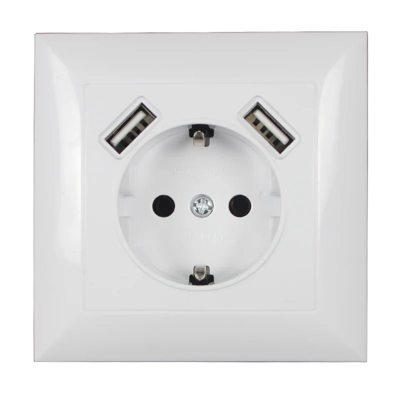 EU Plug Socket Dual USB Port Wall Charger Adapter 2A
