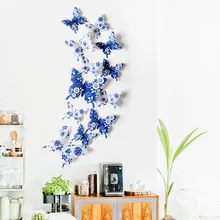 3D модель декоративное украшение в виде бабочек наклейки магниты на холодильник фон наклейки на стену синий и белый фарфор в китайском стиле, но