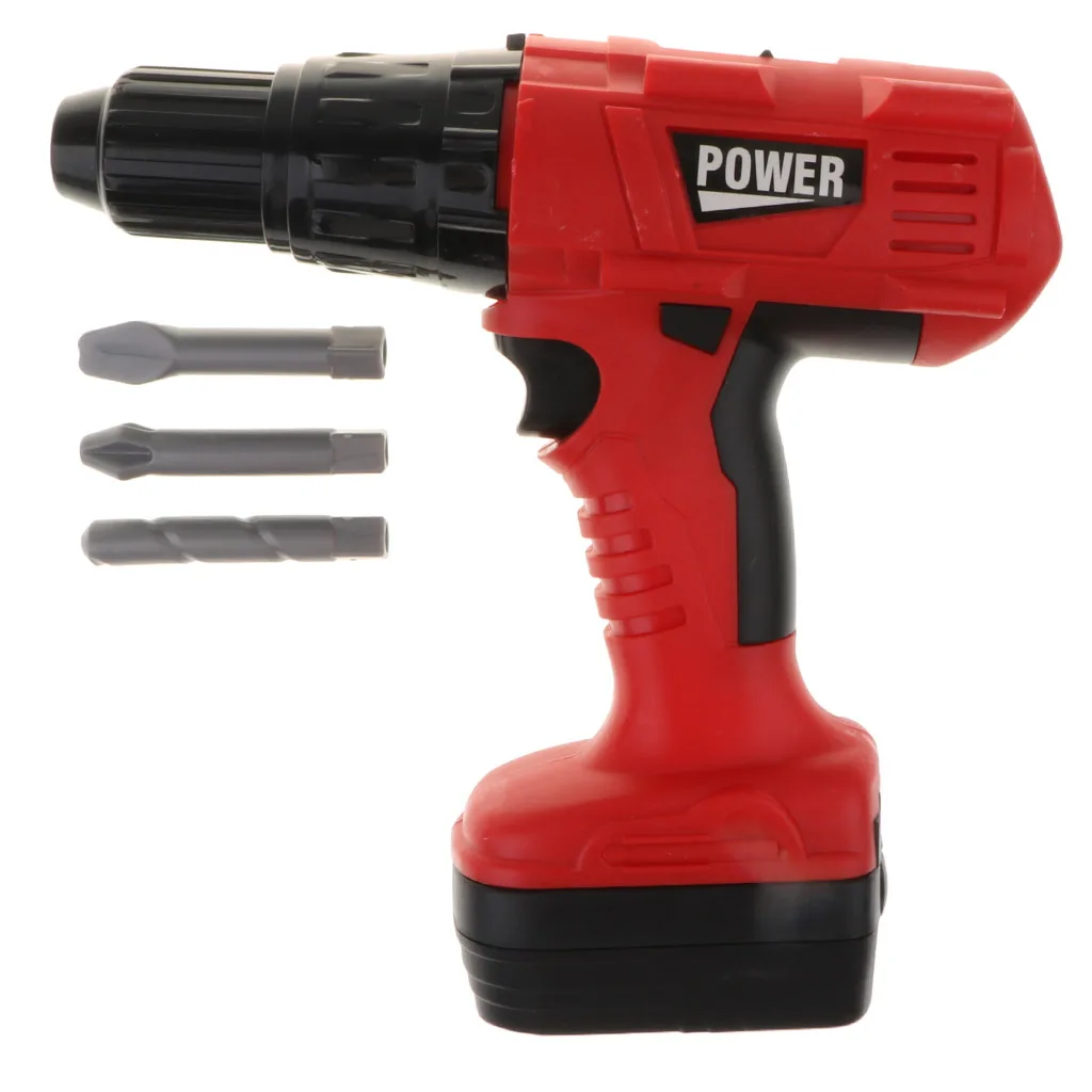 Power Tool Pretend Play Realistic Looking & Working Dual Rotating Drill Tool Kids Electric Simulation Toys for Boys