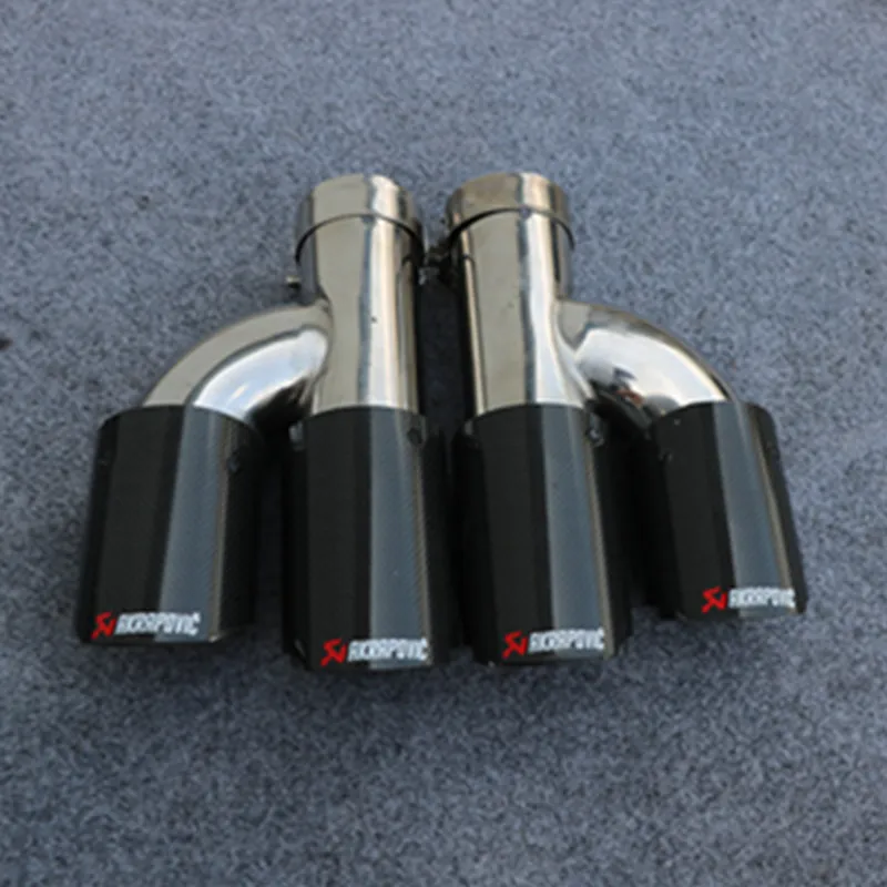 

Car exhaust pipe H Model Akrapovic Carbon Exhausts Dual End Tips for BMW BENZ AUDI VW Exhaust Dual Muffler Pipes Tail Tips