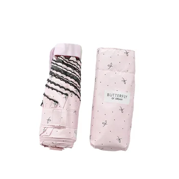 

Umbrella 5 Folding Black Coating Anti UV Foldable Umbrellas Sun Compact Women Female Ladies Lady Windproof Rain Umbrella