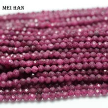 Meihan 3,9 мм(1/витая пара 9,5 г/компл.) Природный камень рубин Круглые граненые бусины для изготовления браслета "сделай сам" для изготовления