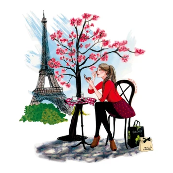 

Elegant Lady Stickers Eiffel Tower Parches Heat Transfer Stickers Washable Iron On Patches For Girls Clothing Easy Use Parches
