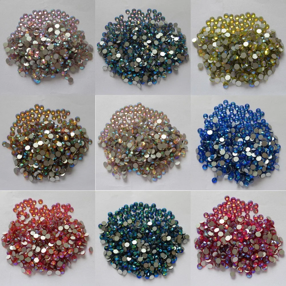 

Glass Rhinestones Crystal AB Non Hotfix Flatback Stones 3D Nail Art Decoration Flat back Strass DIY gems