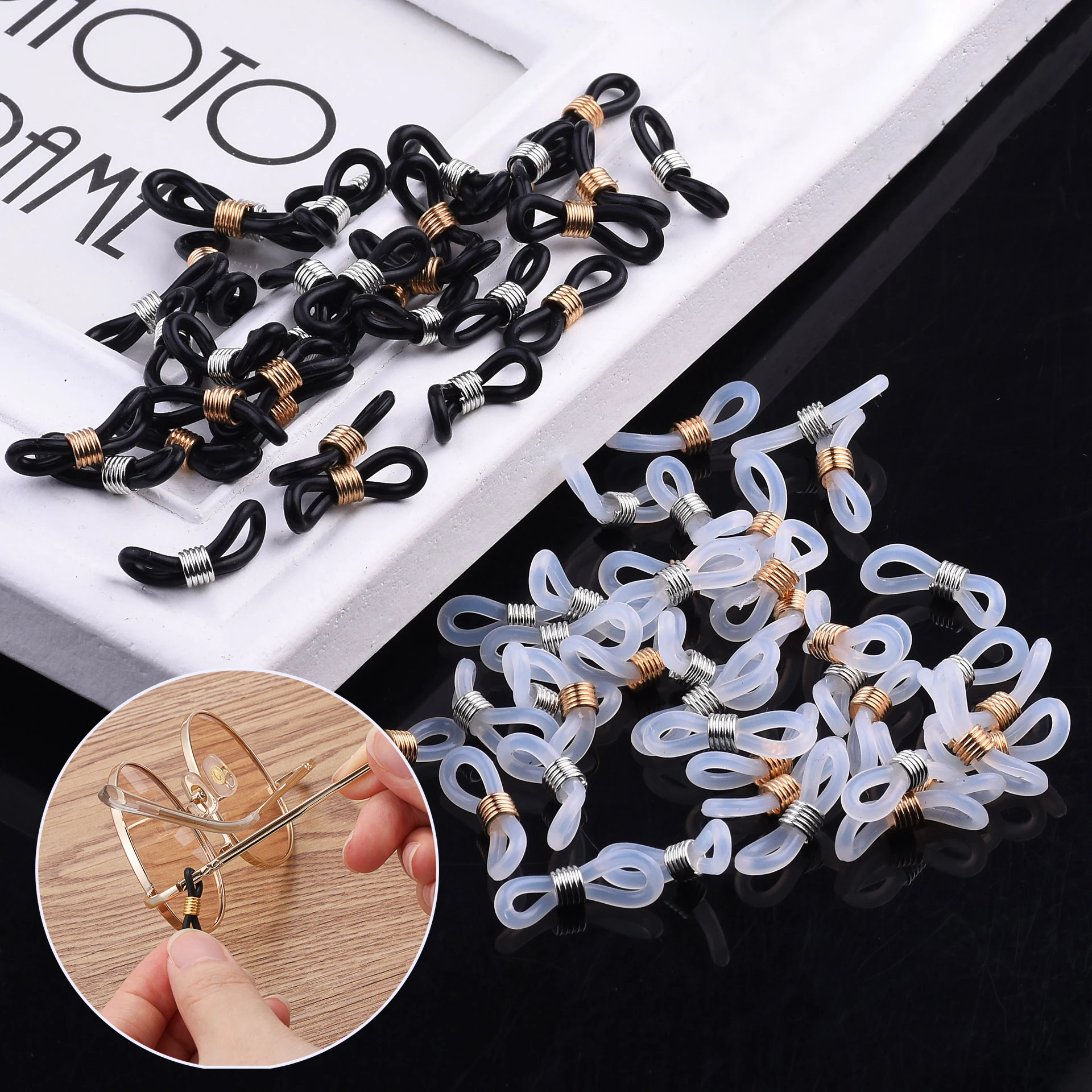 50PCS Rubber Anti-Slip Eyeglass Chain Ends Retainer Adjustable Rubber  Eyeglass Strap Spectacle End Connectors Glasses Ring - AliExpress