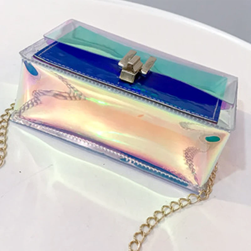 Fashion Women Colorful Jelly Shoulder Bag Girl Laser Holographic Transparent Handbag Crossbody Messenger Bags Mini Tote SS0424 (6)