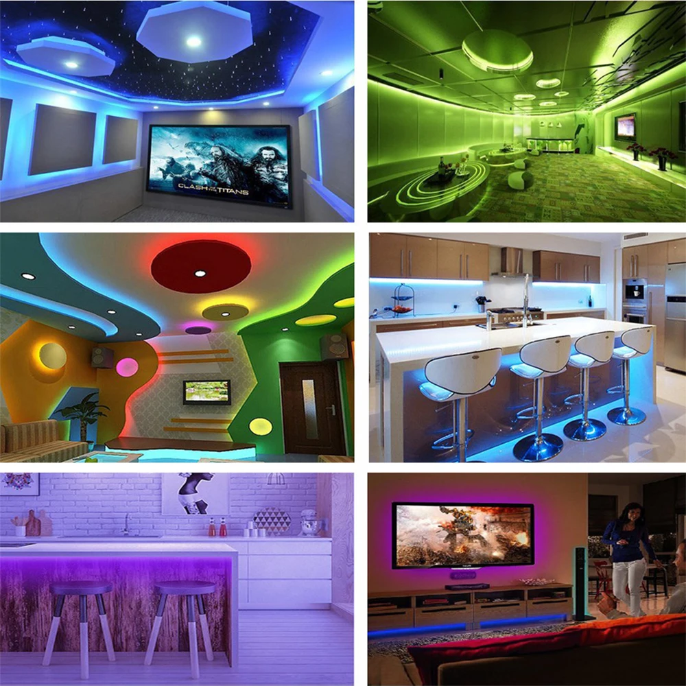 

LED Strip Light RGB 5050 SMD 2835 Flexible Strip Light EU Plug 5 Meter With Remote Control For Home Decoration