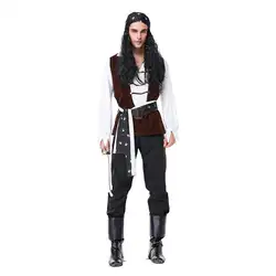Взрослых Хэллоуин пиратский костюм для косплея Canival праздничный наряд мужчины сумасшедшая Пиратская форма одеваются ролевые игры игровой