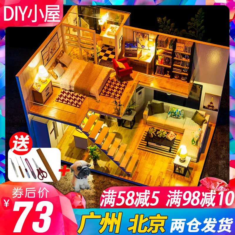 

DIY for Making Villa Assembly Creative Handmade Cabin Small House Model Loft 14-Year-Old Or above BOY'S Day Gift
