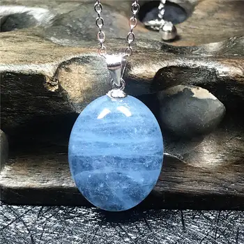

Top Natural Ocean Blue Aquamarine Pendant Necklace For Woman Man Crystal 925 Silver Chains 19x15x8mm Beads Stone Jewelry AAAAA