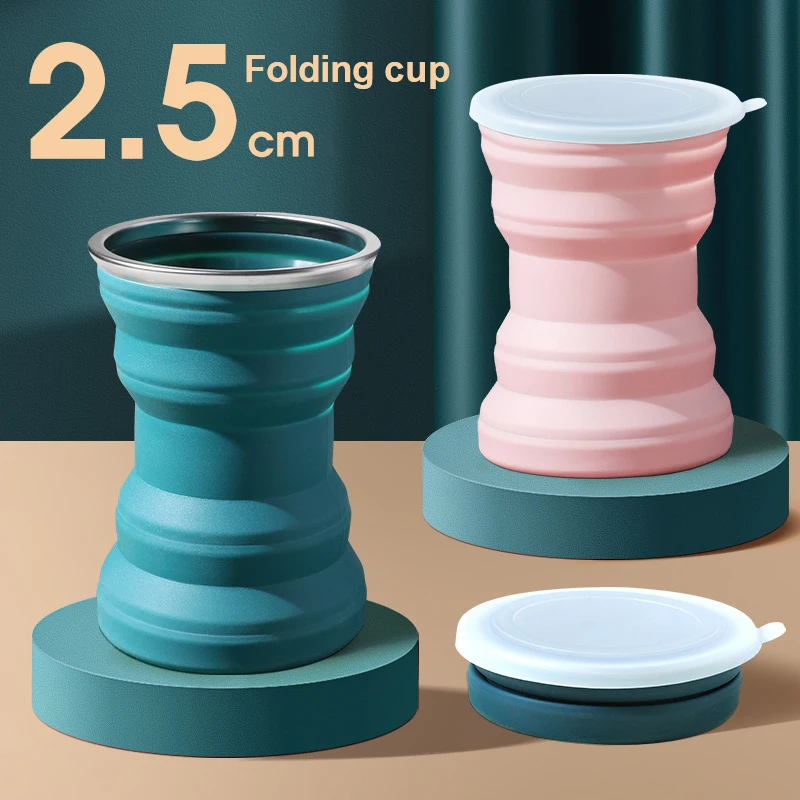 320ml Folding Water Bottle Cup Foldable Silicone Coffee Drinking Cups Mugs Collapsible Sport Travel Mug Reusable Camp Tumbler | Дом и сад