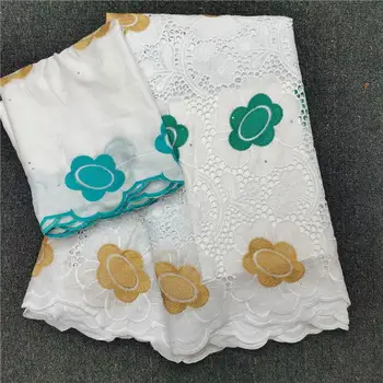 

7 yard Swiss lace fabric 2020 New Dry lace embroidery African 100% cotton fabrics Swiss voile lace popular Dubai style A020353