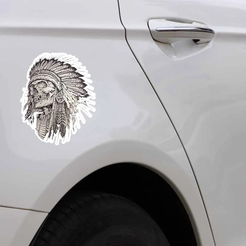 YJZT 10.6CM*13CM Indian Skull Head Car Sticker Decal - Personality Accessories 6-2611 image 3