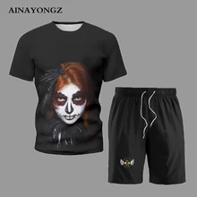 

Summer Cool Hip Hop Streetwear Male Tracksuit Outfit 2021 Trendy Men Casual Shorts T-Shirt Set Digital Printing Sports Suit 5XL