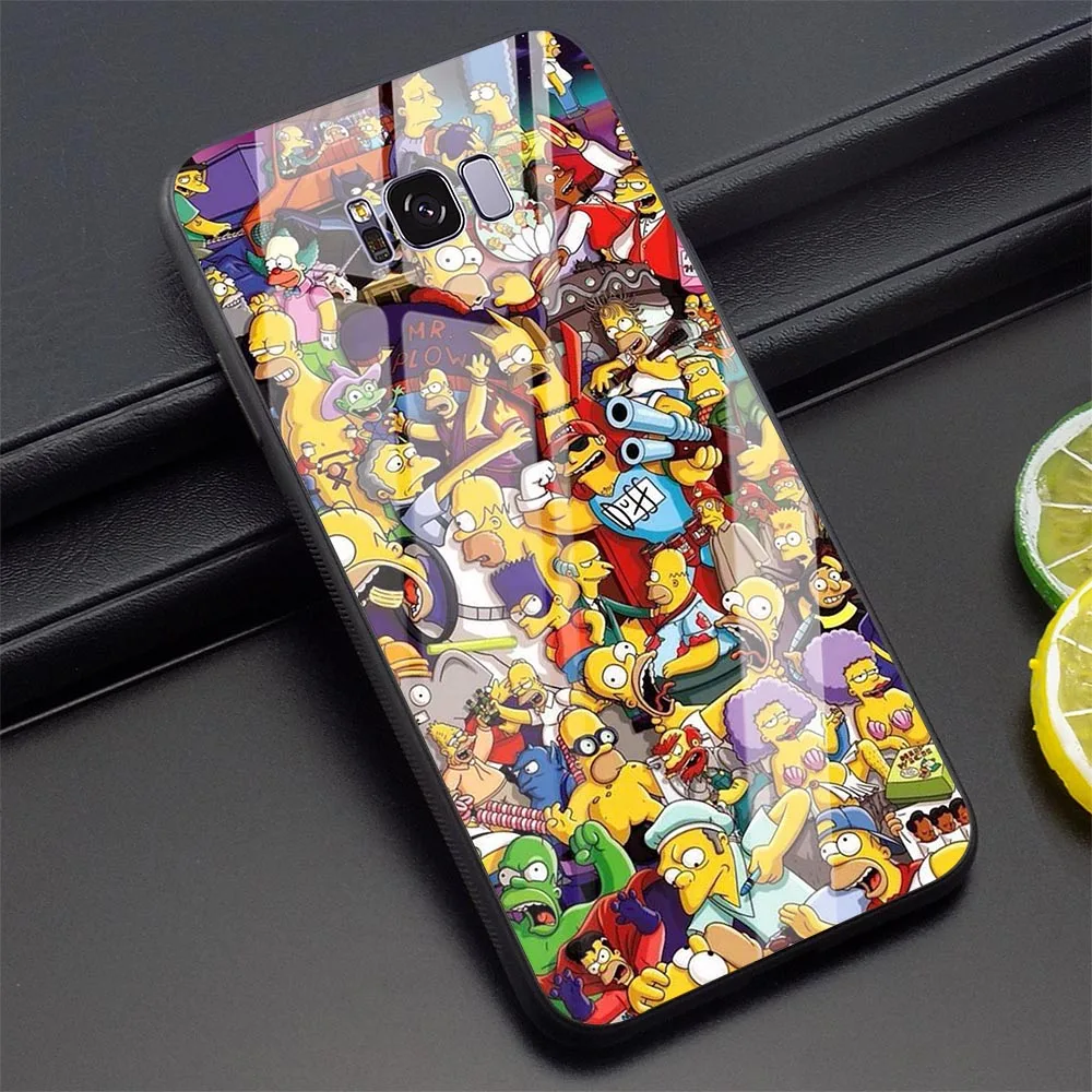 Чехол для телефона Galaxy A40 чехол из закаленного стекла с аниме Simpsons Note 8 9 S7 Edge S8 S9 Plus