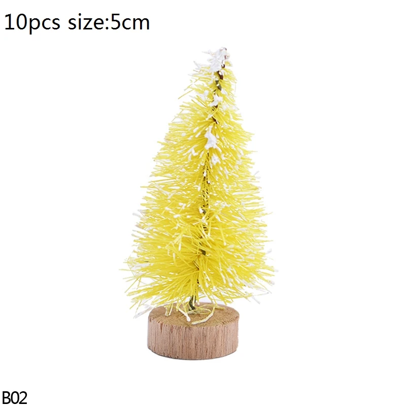 B02-5cm-10pcs yellow Мини Рождественская елка красная и Золотая миниатюрная Рождественская елка Navidad искусственная Рождественская елка украшения для рождественской вечеринки - Цвет: B02-5cm-10pcs yellow