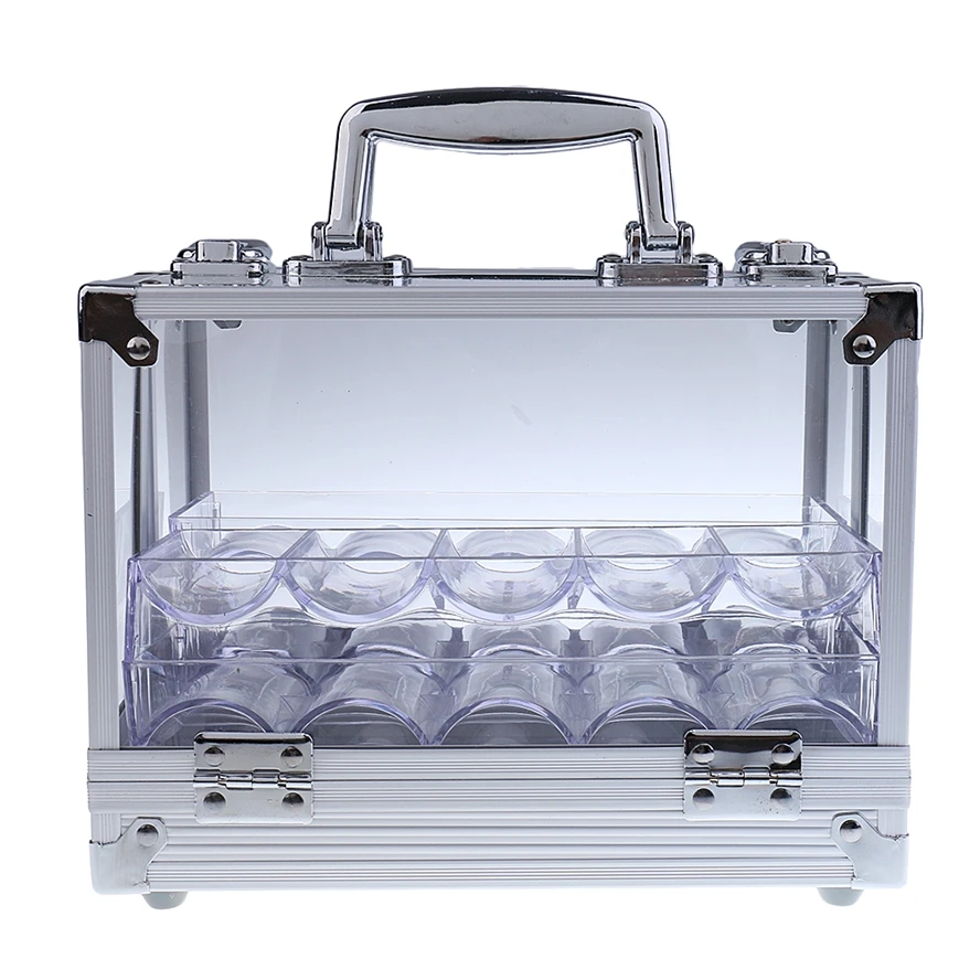 Boîte de rangement portable pour jetons de poker, valise transparente en aluminium et acrylique, haute qualité, matériel de jeu de casino, 600 pièces