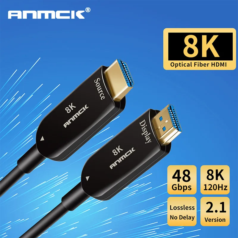 Anmck волоконно-оптический кабель HDMI 2,1 2,0 Ultra HD Поддержка 8K 120Hz 4K 60Hz 48Gbps с Аудио& Ethernet HDMI шнур 5M 10M 15M 20M