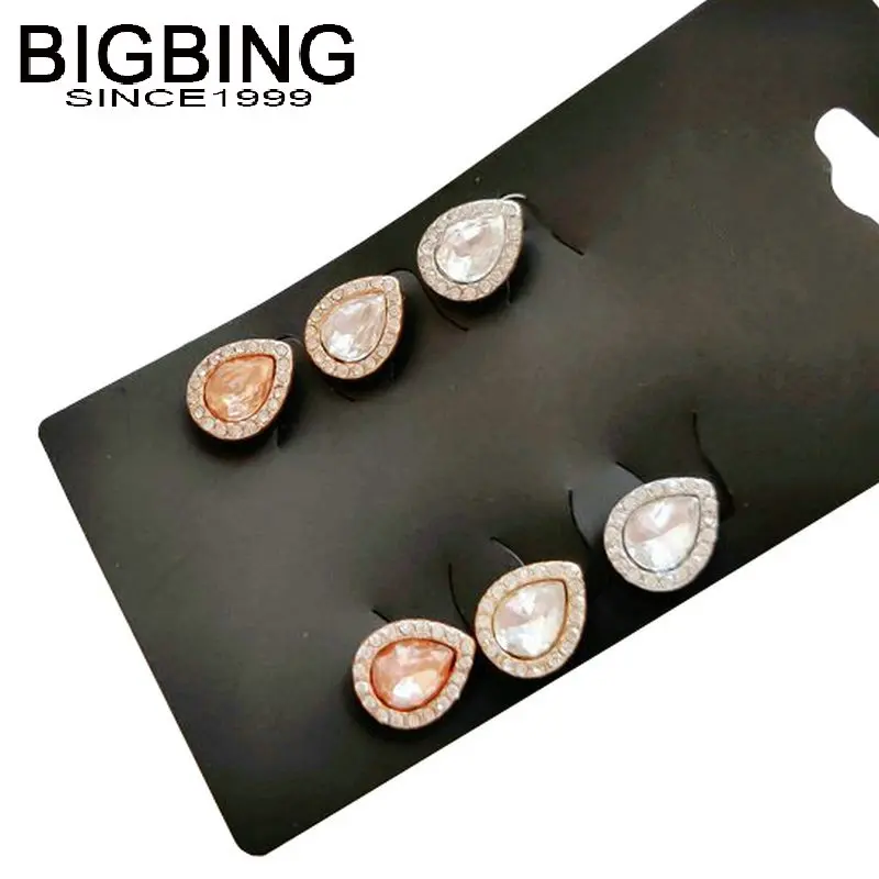 M045 BIGBING ювелирные изделия 3 пары в форме капли маленькие серьги-гвоздики набор