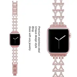 Алмазный ремешок для часов apple watch 38 мм 42 мм 40 мм 44 мм iWatch Series 5 4 3 2 1 нержавеющая сталь Ремешок Браслет для apple watch